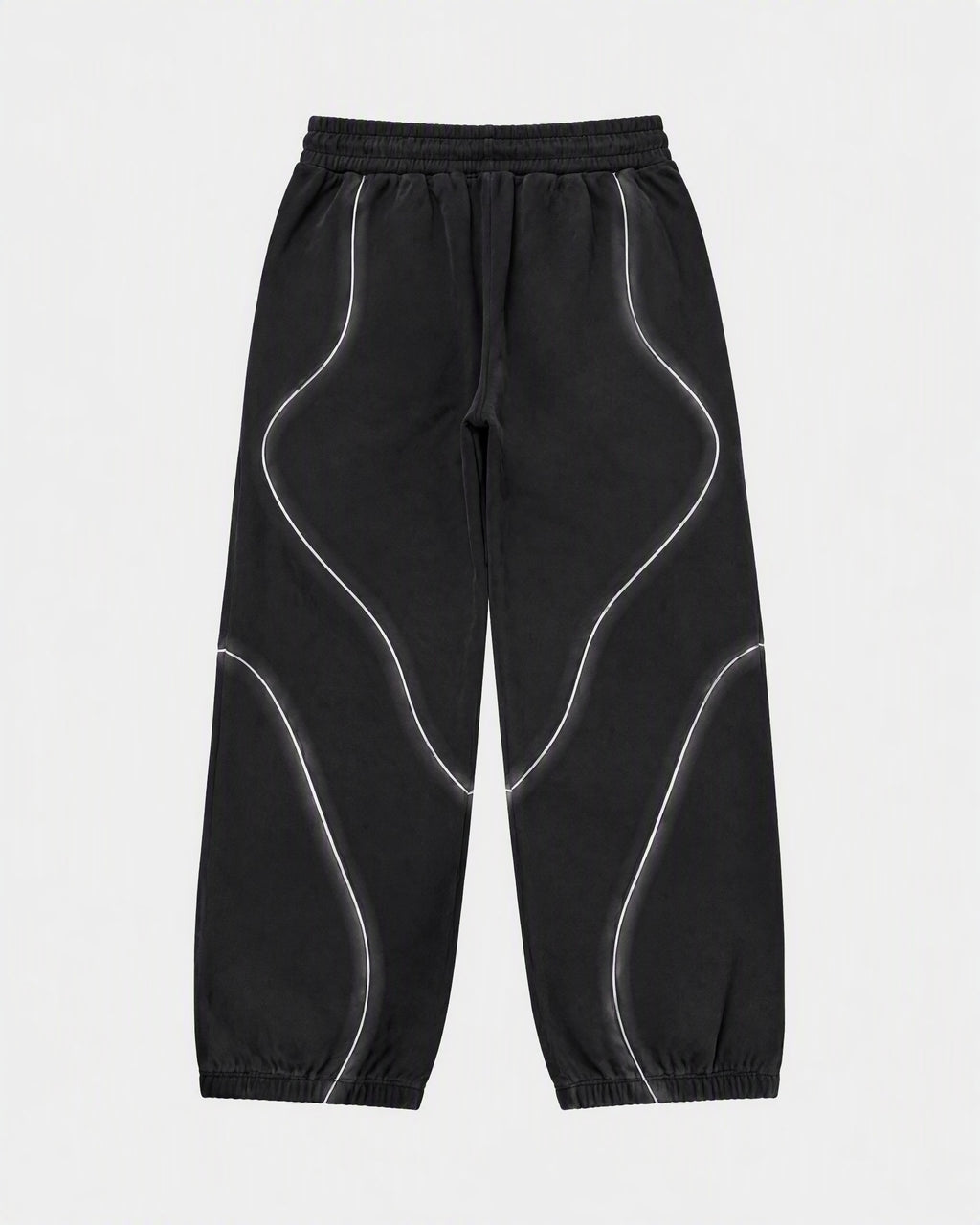BLACK ORBIT JOGGER — back view, flat lay