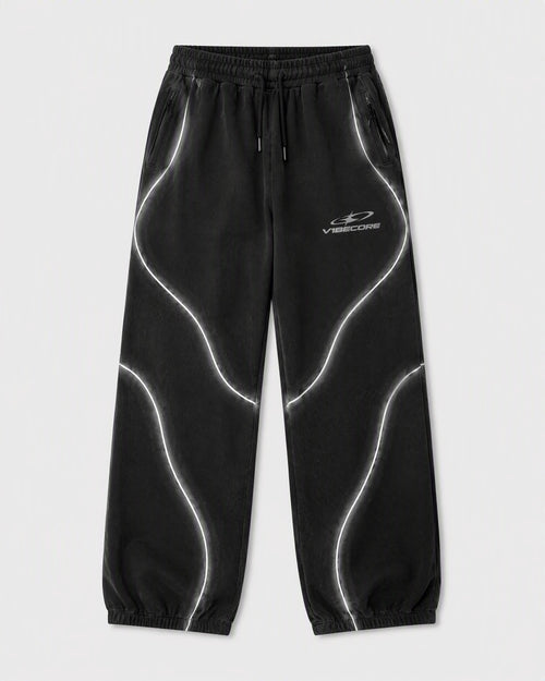 BLACK ORBIT JOGGER — front view, flat lay