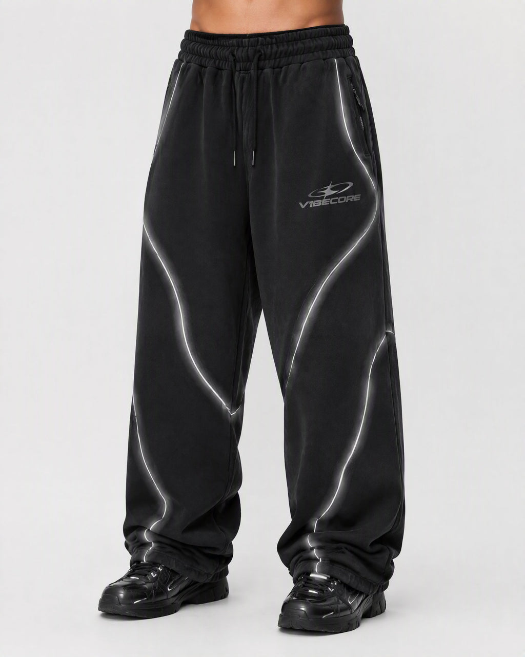 BLACK ORBIT JOGGER — worn, front view