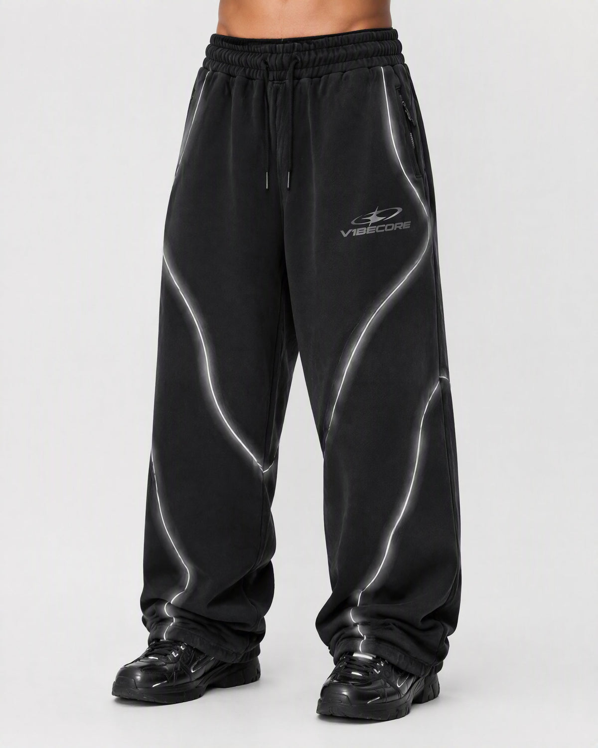 BLACK ORBIT JOGGER — worn, front view