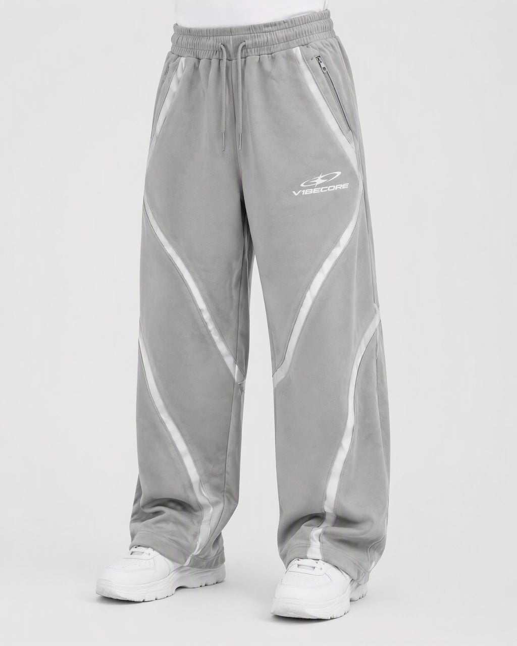 GREY ORBIT JOGGER — worn, front view