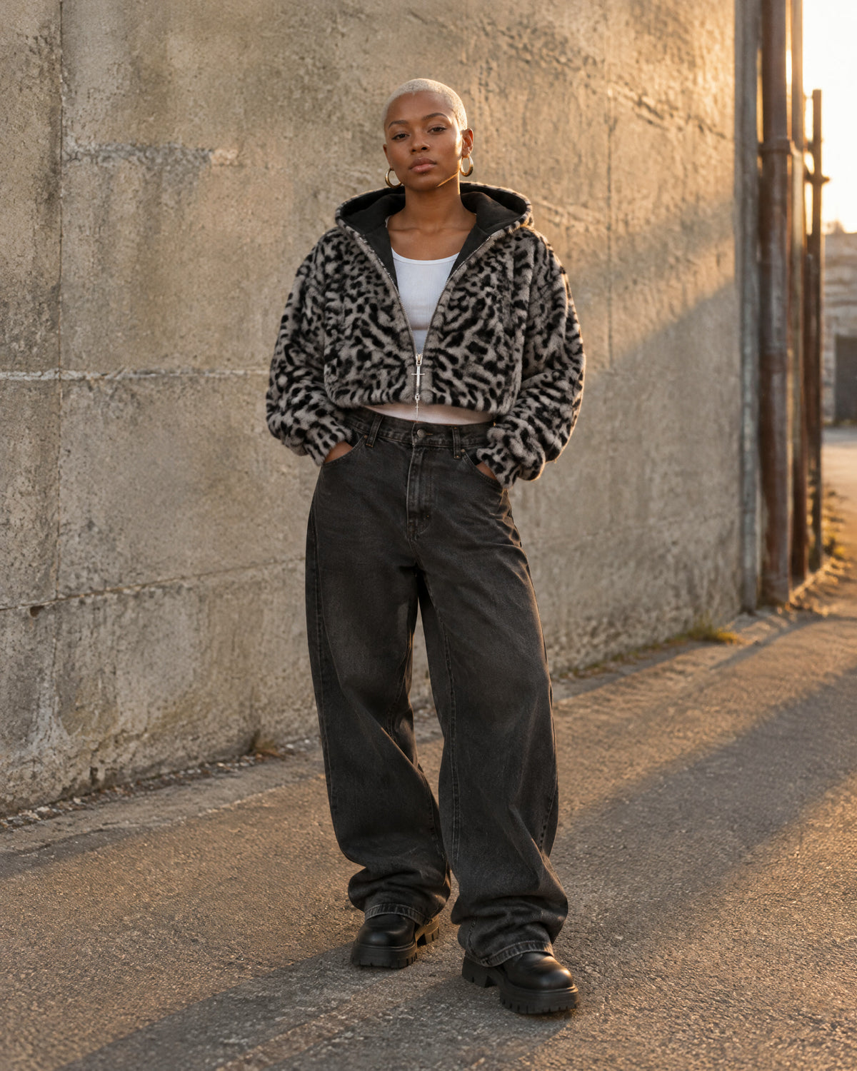 REVERSIBLE ZIP HOODIE — worn inside out