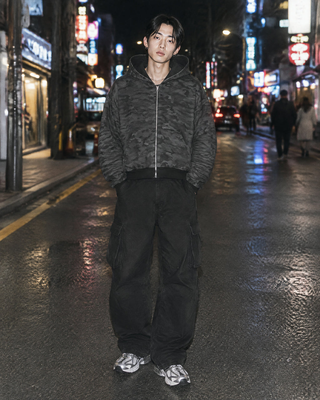 REVERSIBLE ZIP HOODIE — worn