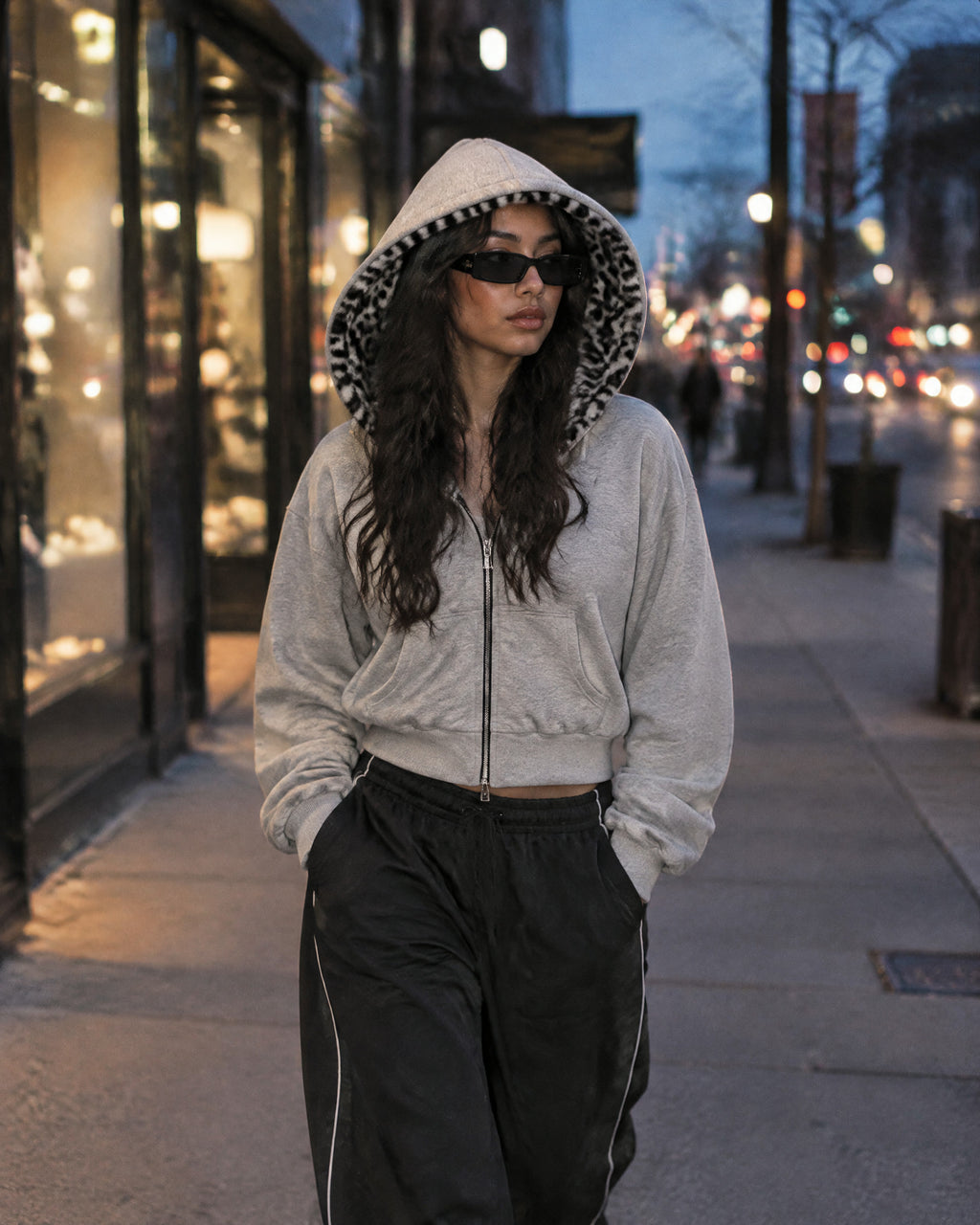 REVERSIBLE ZIP HOODIE — worn