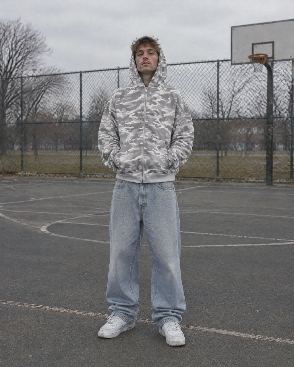 REVERSIBLE ZIP HOODIE — worn