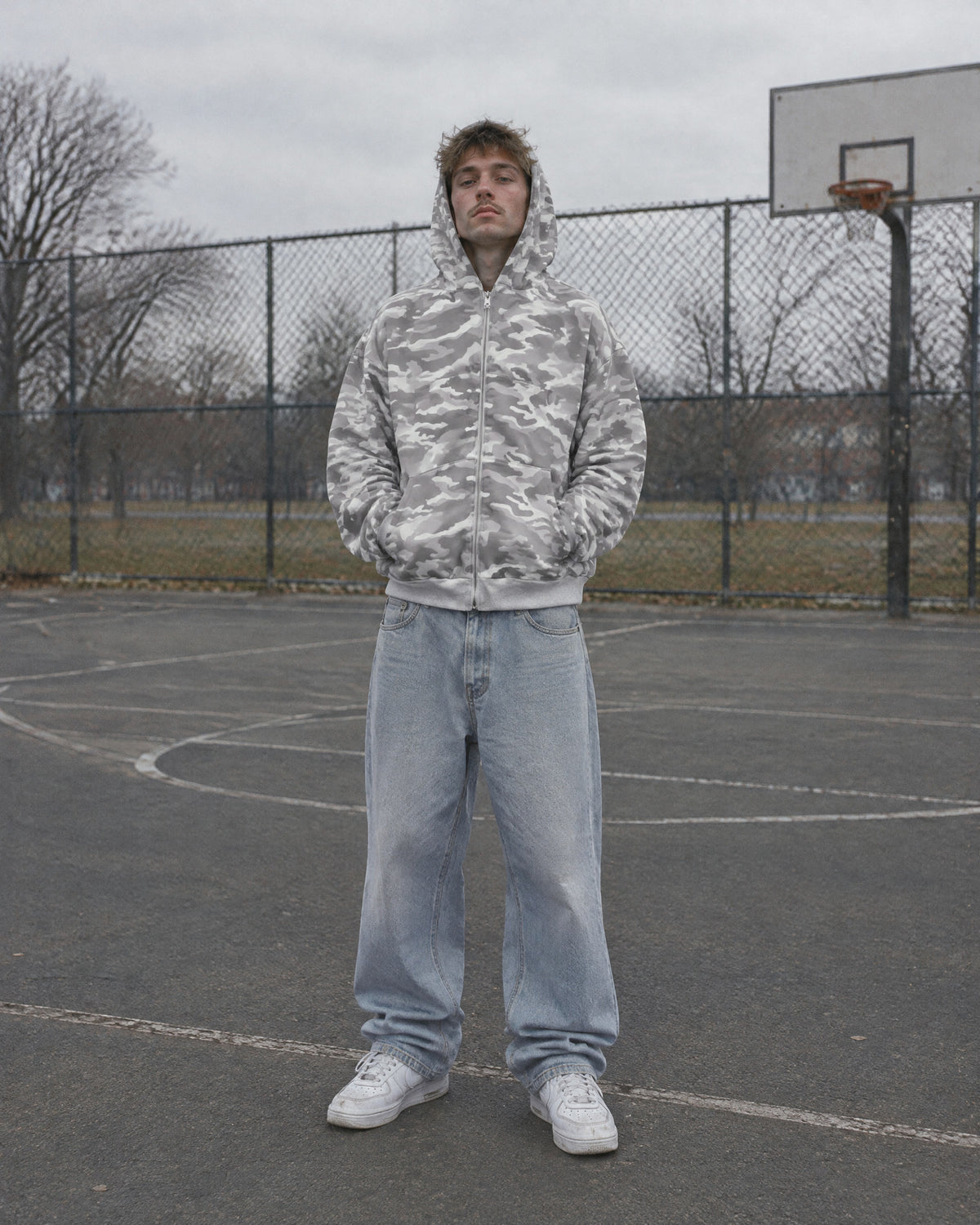 REVERSIBLE ZIP HOODIE — worn