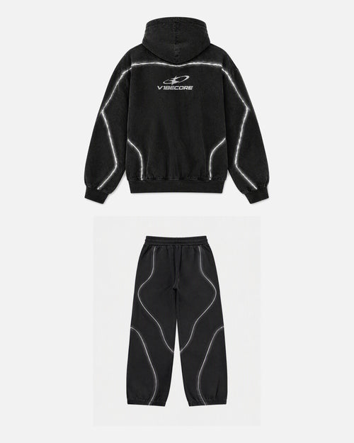 BLACK ORBIT SET — back view, flat lay