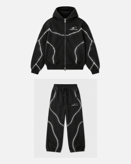 BLACK ORBIT SET — front view, flat lay