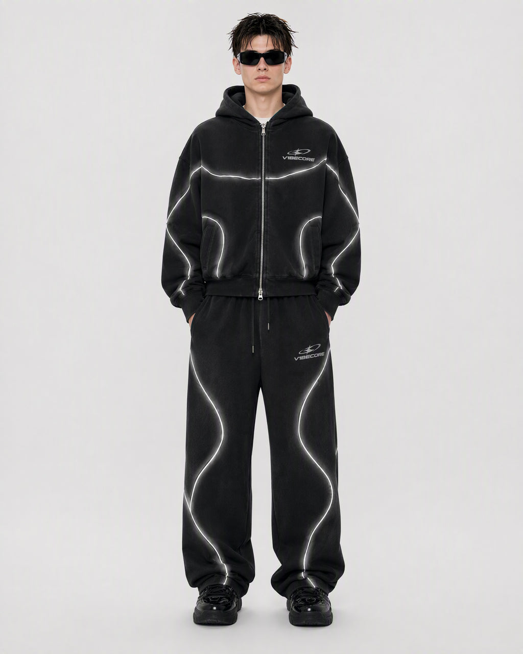 BLACK ORBIT SET — worn, front view
