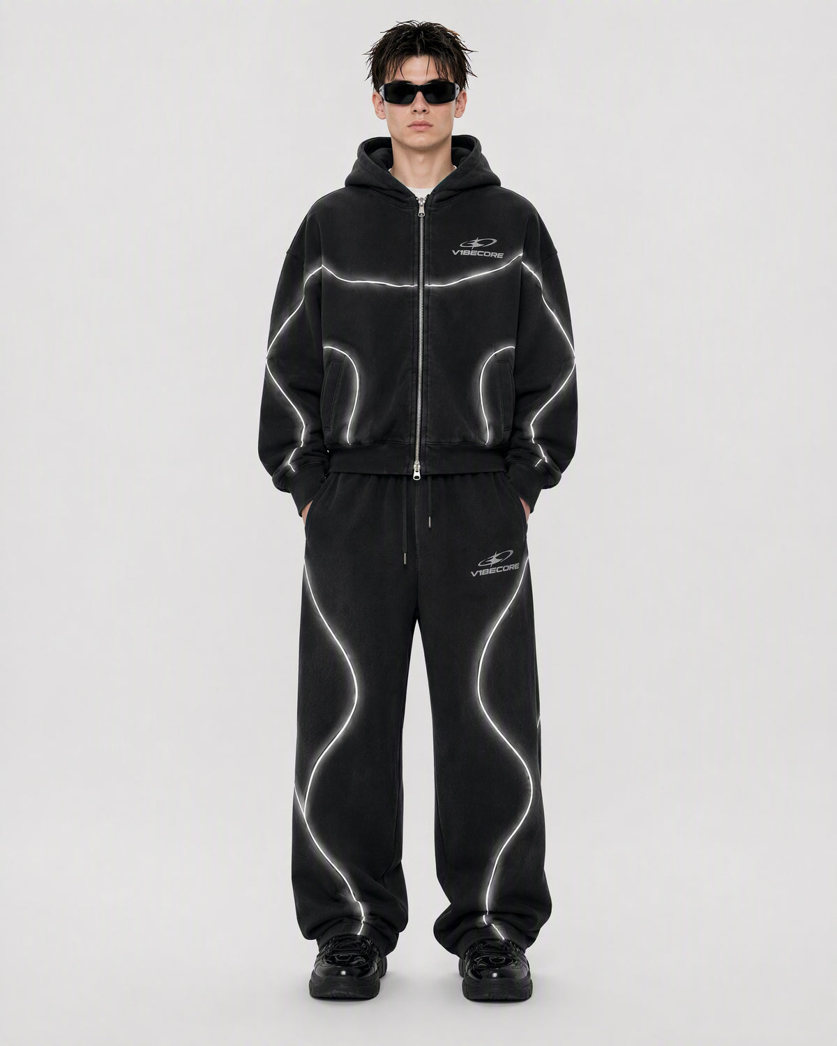 BLACK ORBIT SET — worn, front view