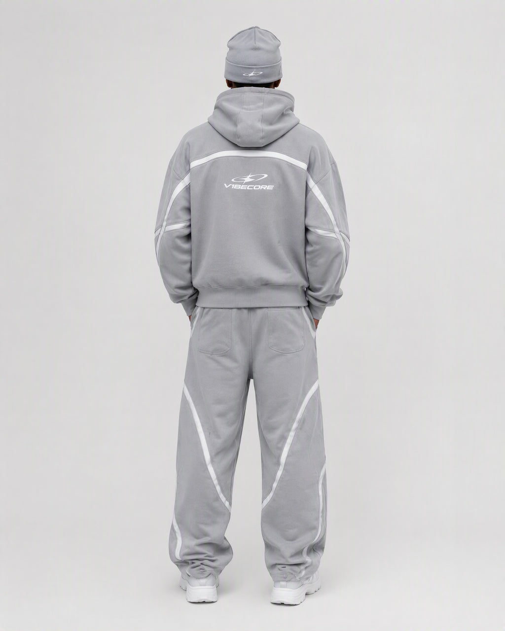 GREY ORBIT SET — worn, back view