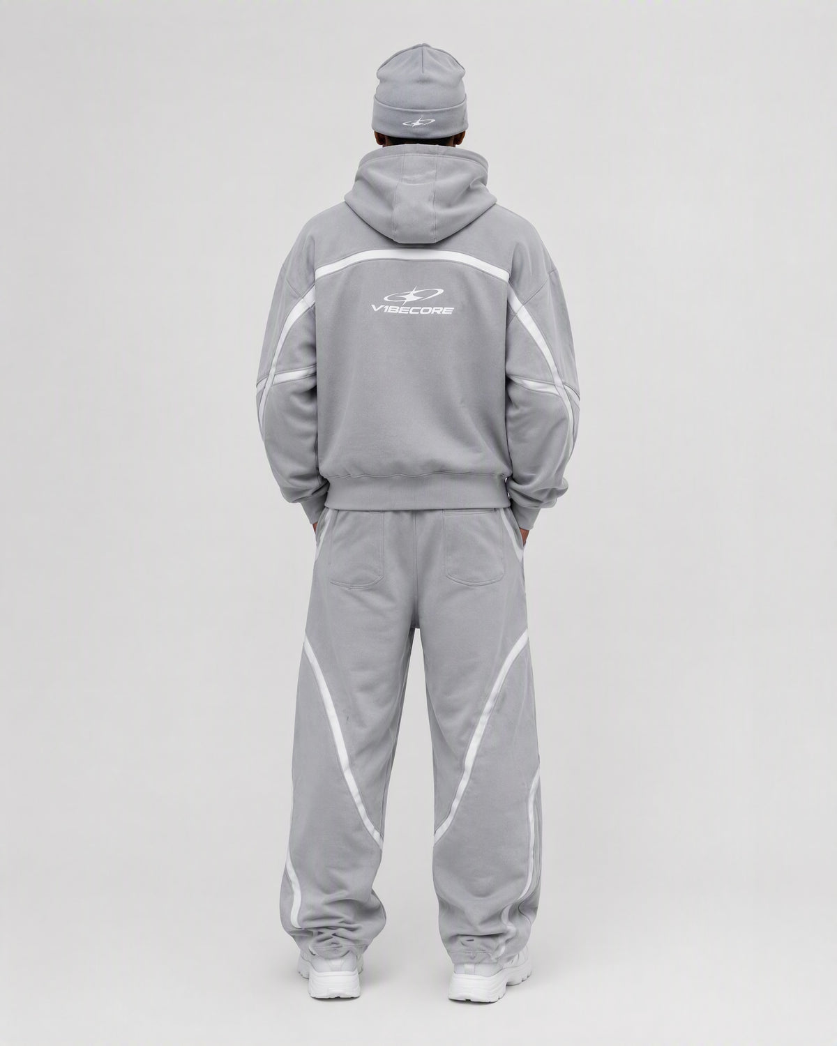 GREY ORBIT SET — worn, back view