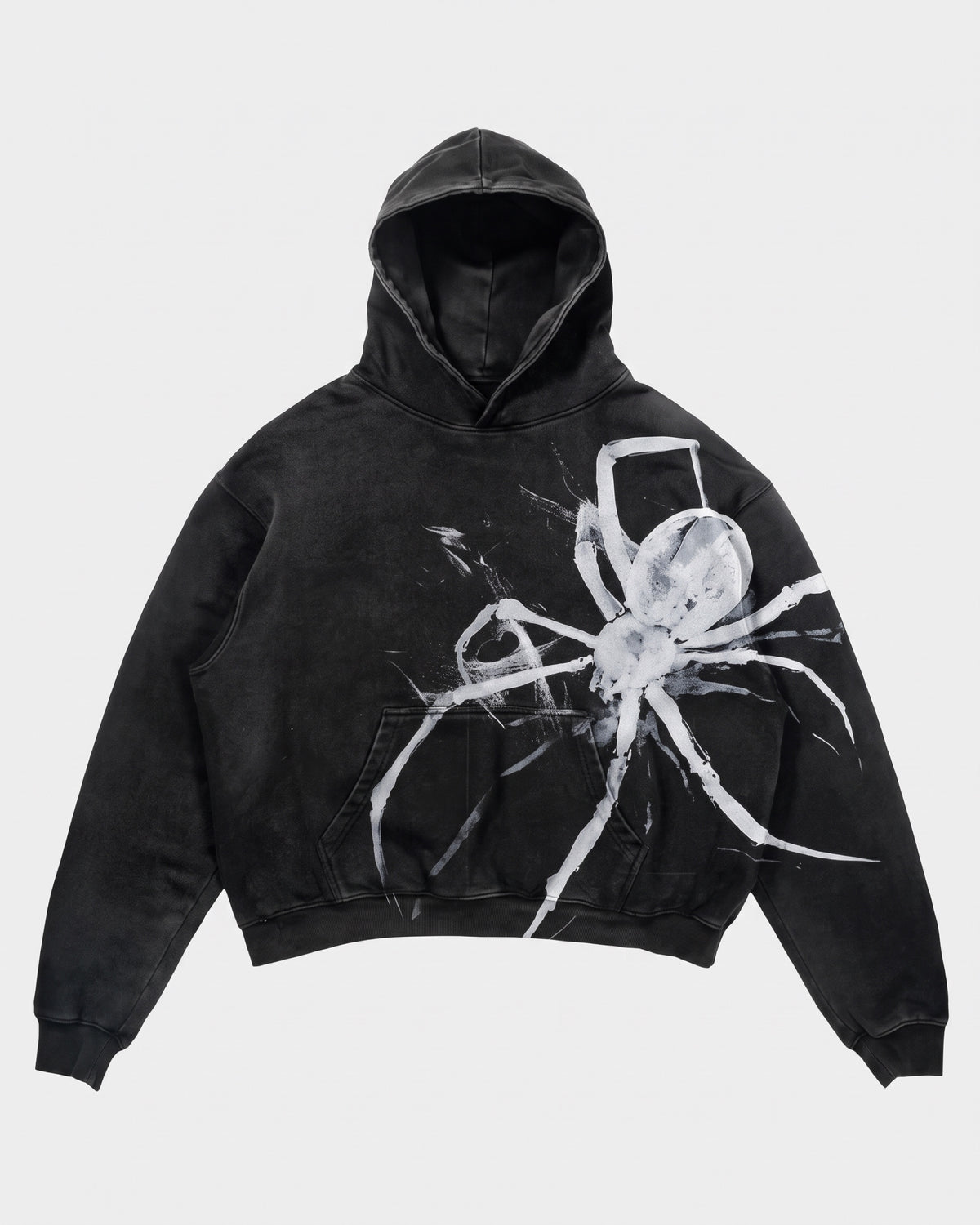 SPIDER WASHED HOODIE — spider-black-face