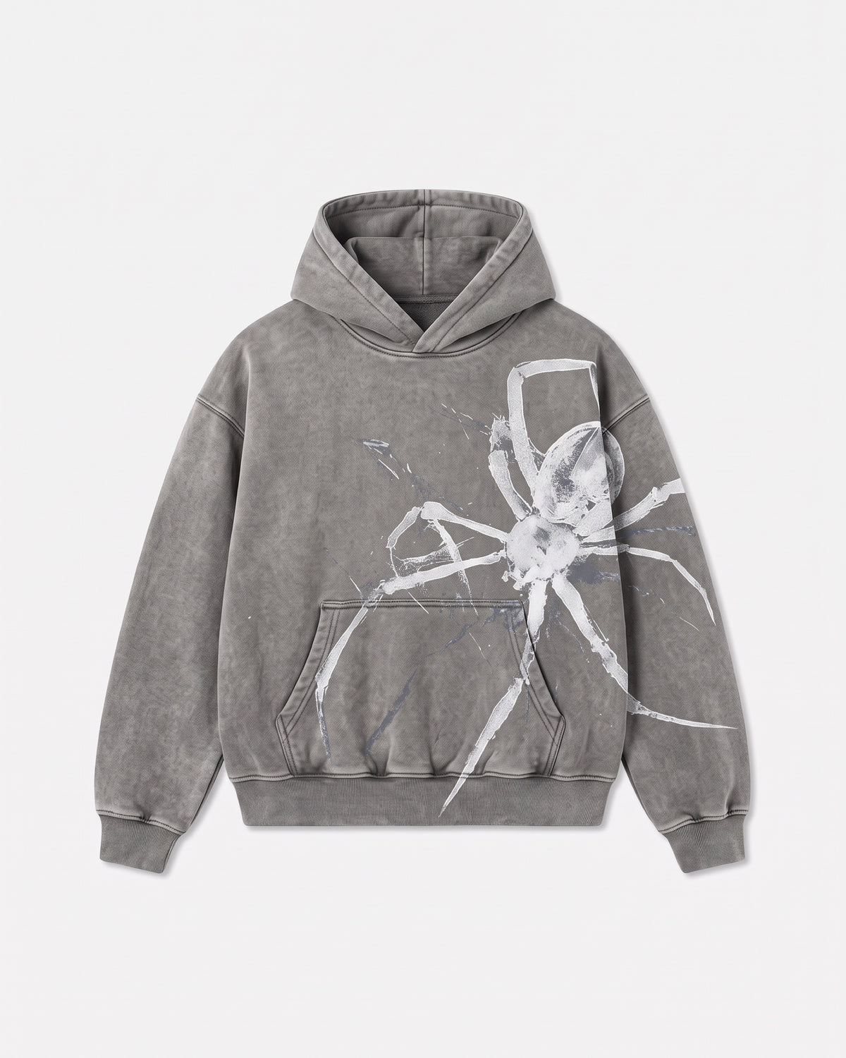 SPIDER WASHED HOODIE — spider-grey-face
