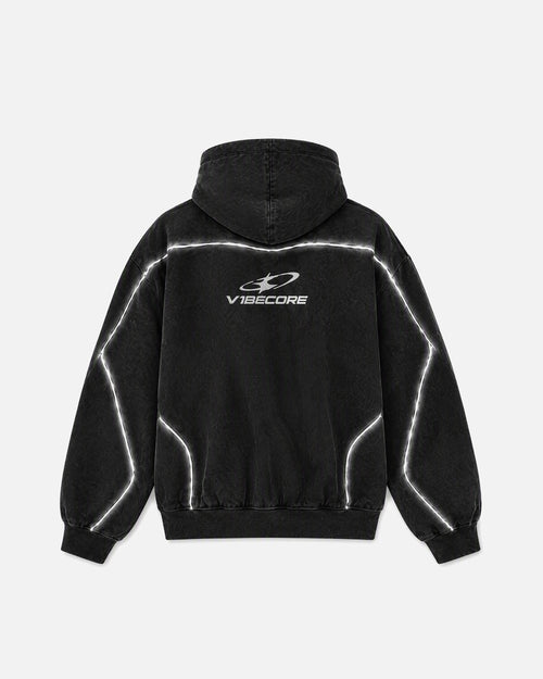 BLACK ORBIT ZIP — back view, flat lay