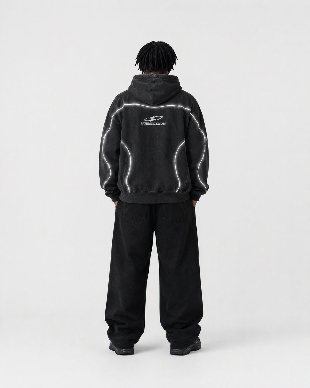BLACK ORBIT ZIP — worn, back view
