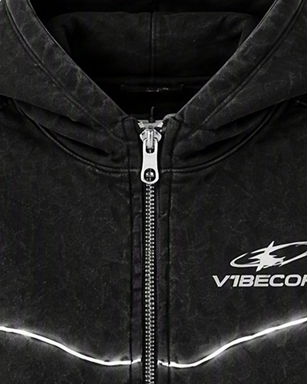 BLACK ORBIT ZIP — fabric detail close-up