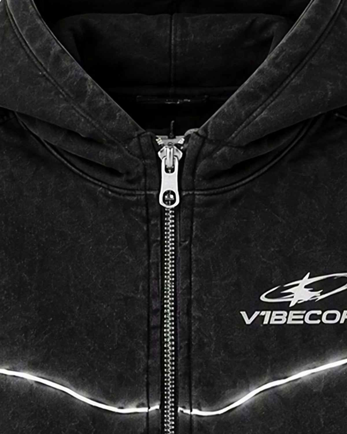 BLACK ORBIT ZIP — fabric detail close-up