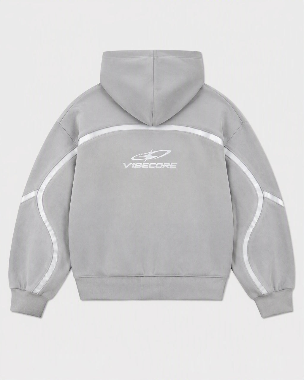 GREY ORBIT ZIP — back view, flat lay