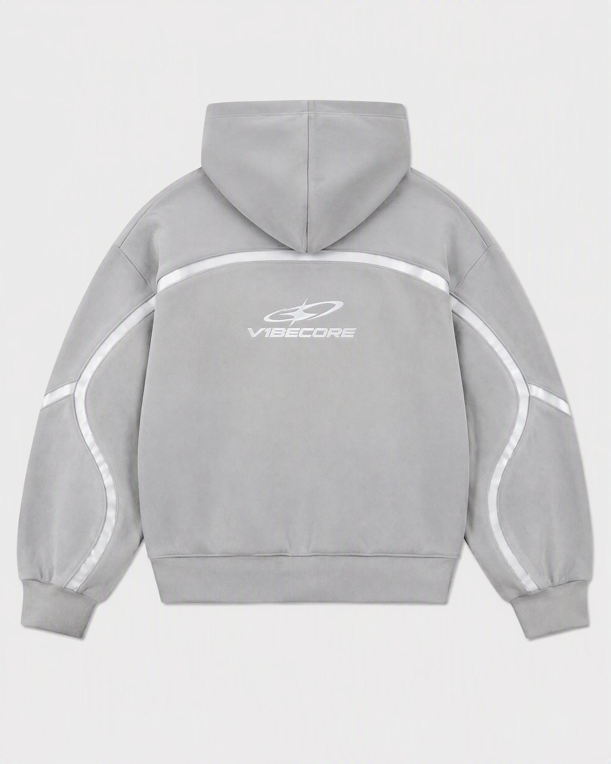 GREY ORBIT ZIP — back view, flat lay