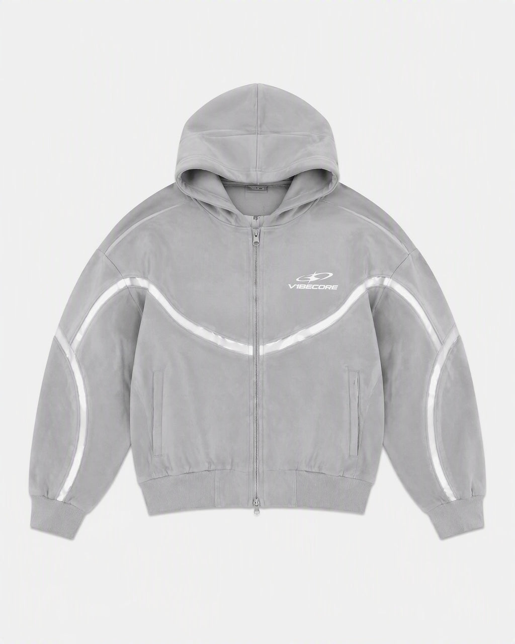 GREY ORBIT ZIP — front view, flat lay