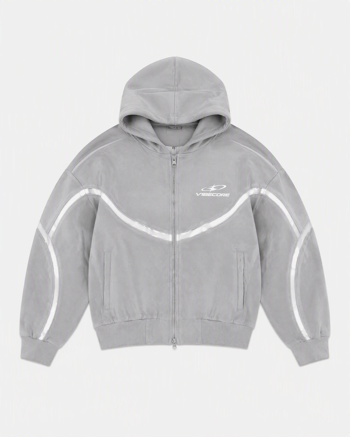 GREY ORBIT ZIP — front view, flat lay