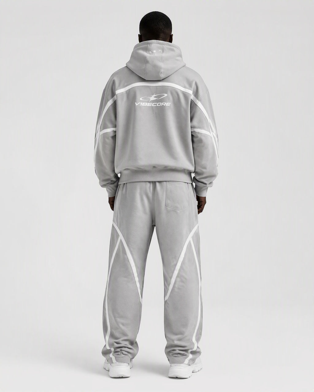 GREY ORBIT ZIP — worn, back view
